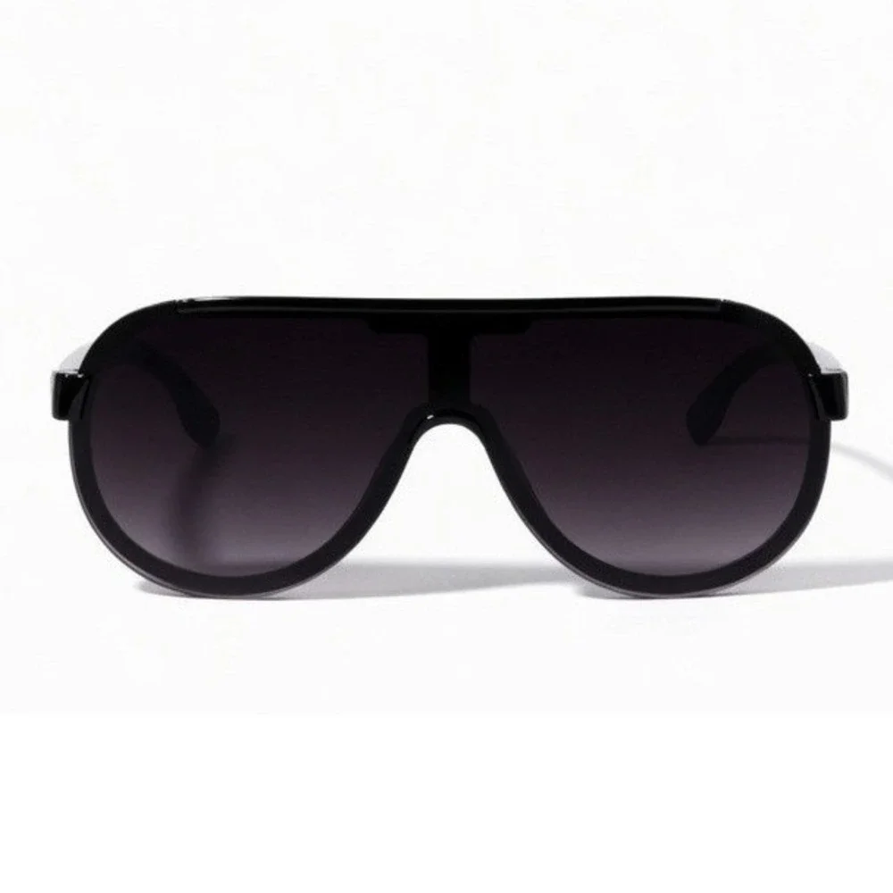Sports Shield Sunglasses Flat Top Dark Black Lens Fashion Shades Men Driving New